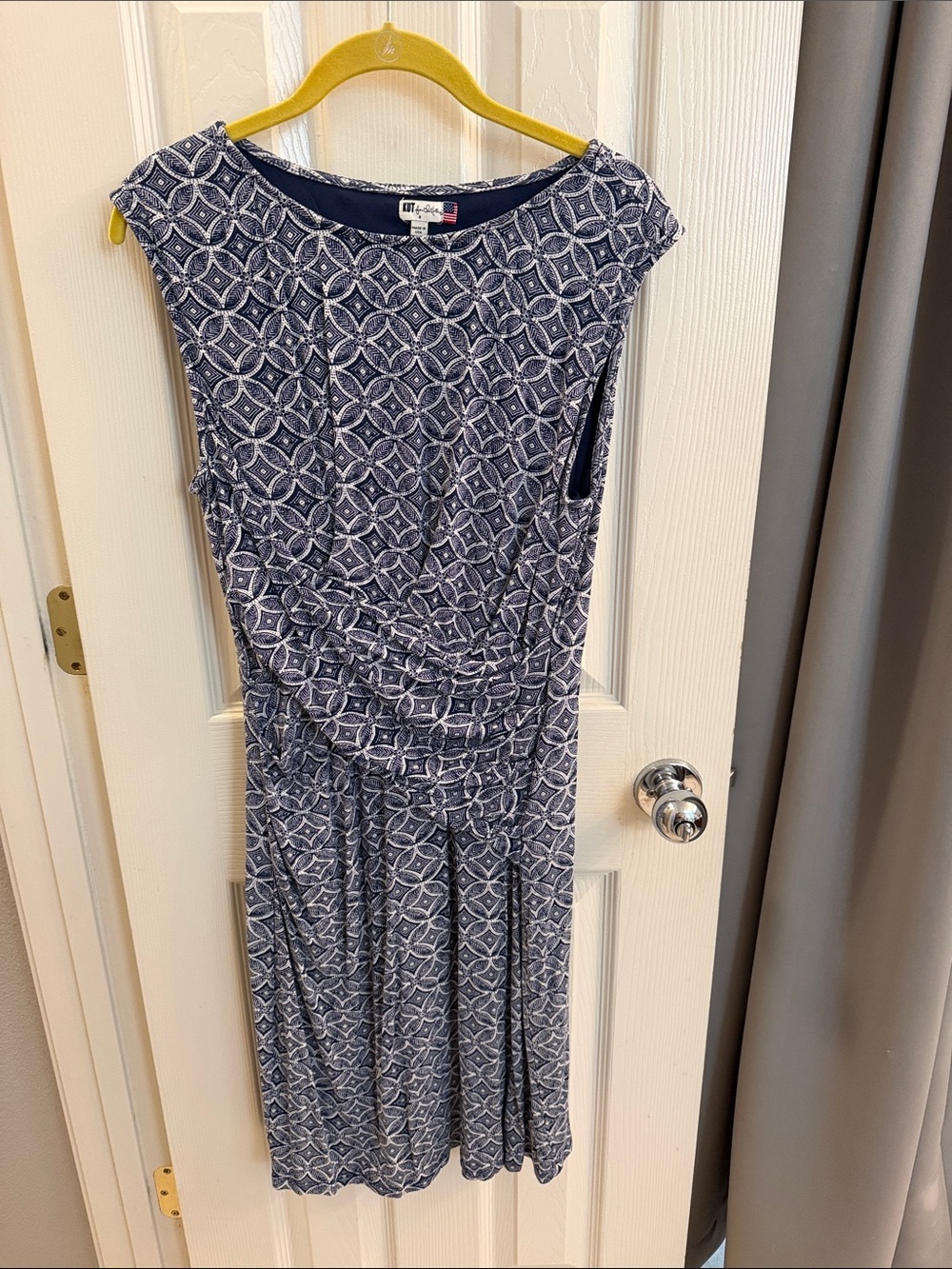 Kut from the Kloth Navy and White Geometric Midi Dress